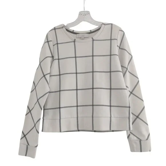 🤍 LOFT by Ann Taylor Windowpane Grid Sweater  Size M EUC - Picture 2 of 5
